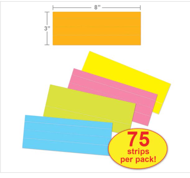 Multicolored Word-Size Sentence Strips