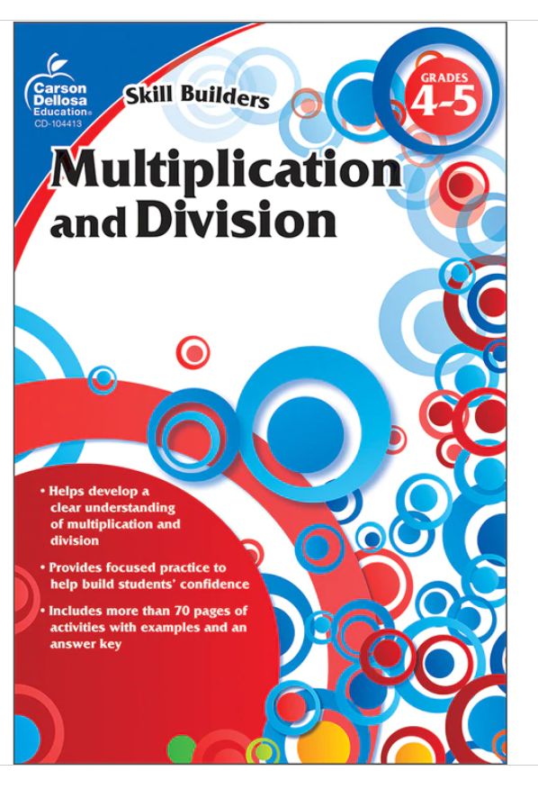 Multiplication and Division Workbook Grade 4-5 Paperback