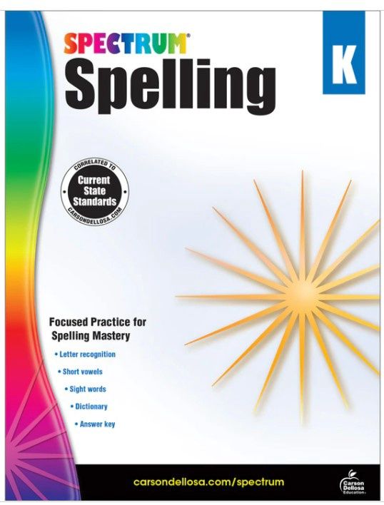 Spectrum Spelling Workbook Grade K