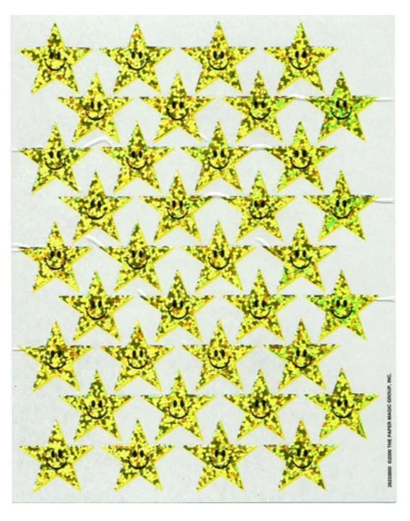 Smiling Stars Gold Sparkle Stickers