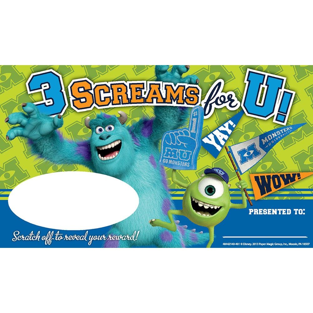 Monsters Univ Scratch Off Rewards