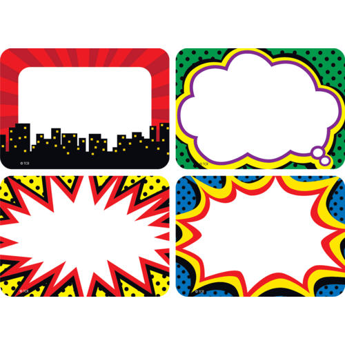 Superhero Name Tags/Labels Multi Pak