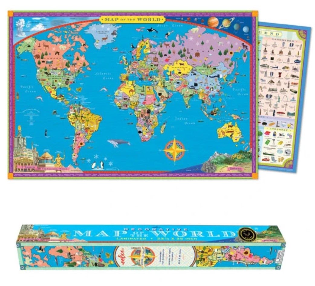23.5x35&quot; Laminated World Map