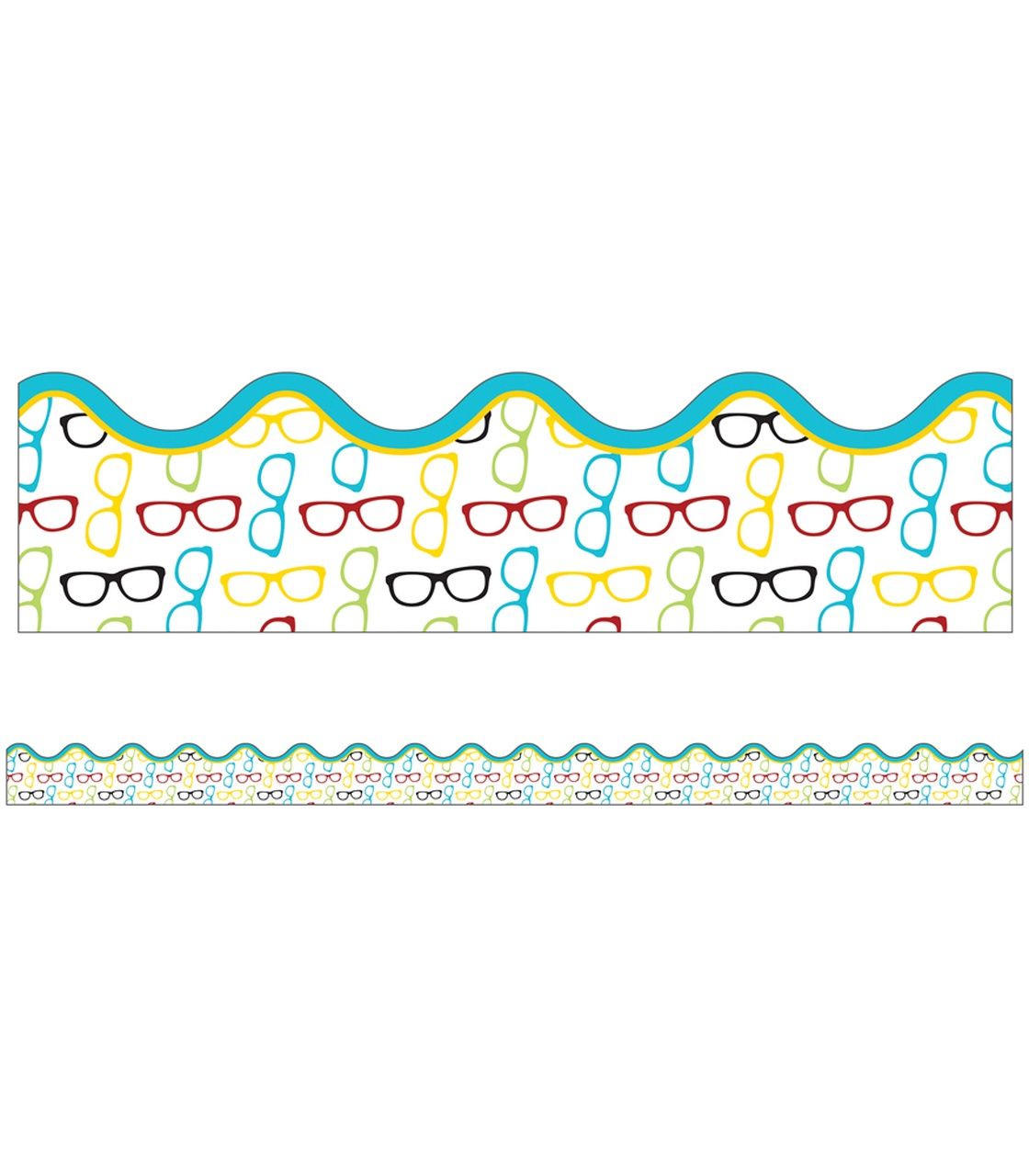 Hipster Glasses Scalloped Border Trim