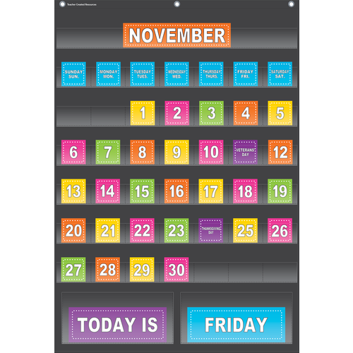 Black Calendar Pocket Chart