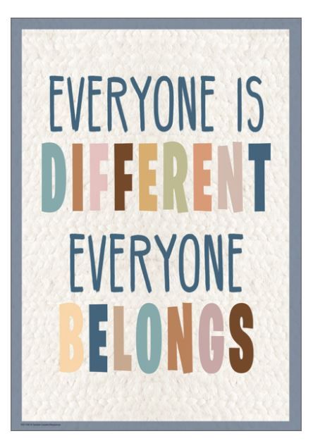 Everyone Is Different, Everyone Belongs Positive Poster Everyone is Welcome