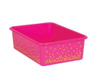 Pink Confetti Large Plastic Storage Bin