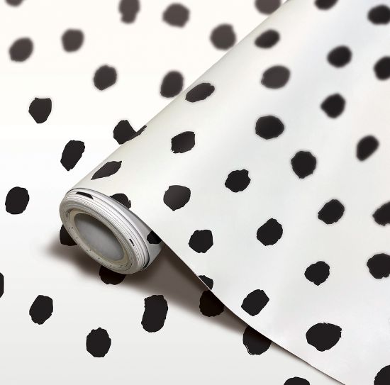 Black Painted Dots Peel and Stick Decorative Paper