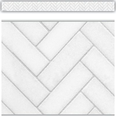 White Herringbone Straight Border Trim Modern Farmhouse