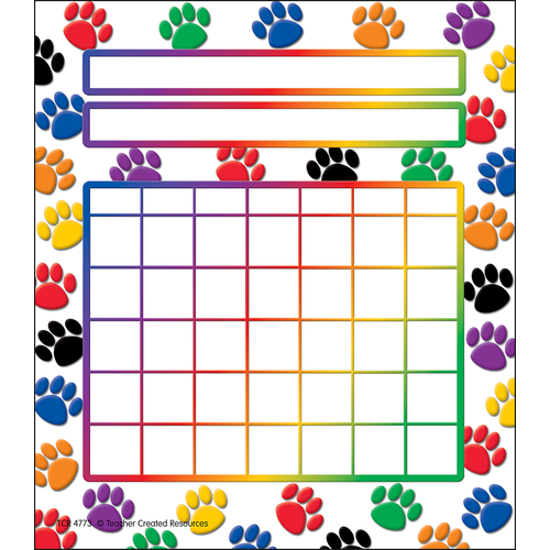 Small Colorful Paw Prints Incentive Charts Pack