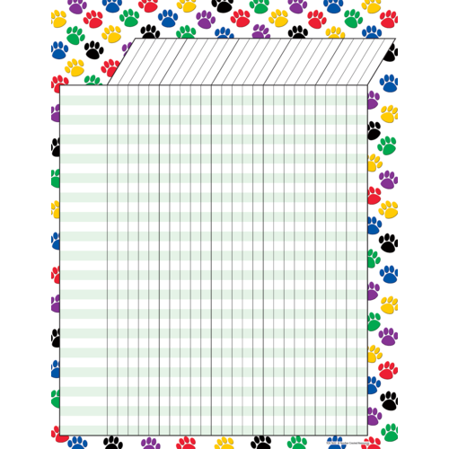 Colorful Paw Prints Incentive Chart
