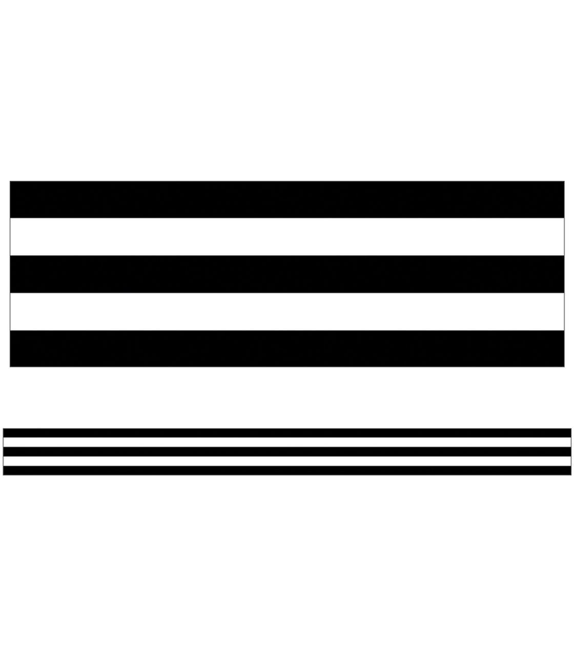 Black, White Stripes Straight Border Trim (Stylish)