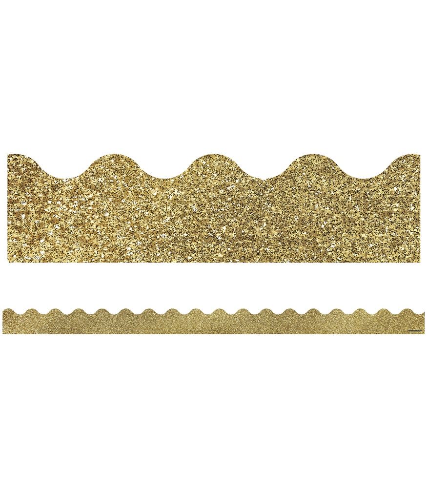 Gold Glitter Scalloped Border Trim