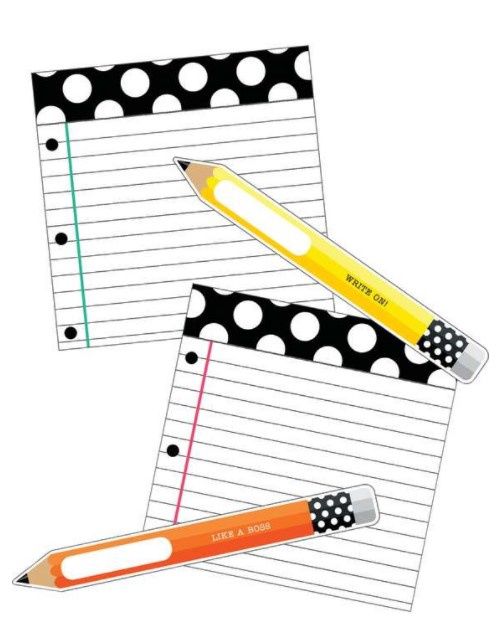 Black, White &amp;amp; Stylish Pencils and Papers Cut-Outs