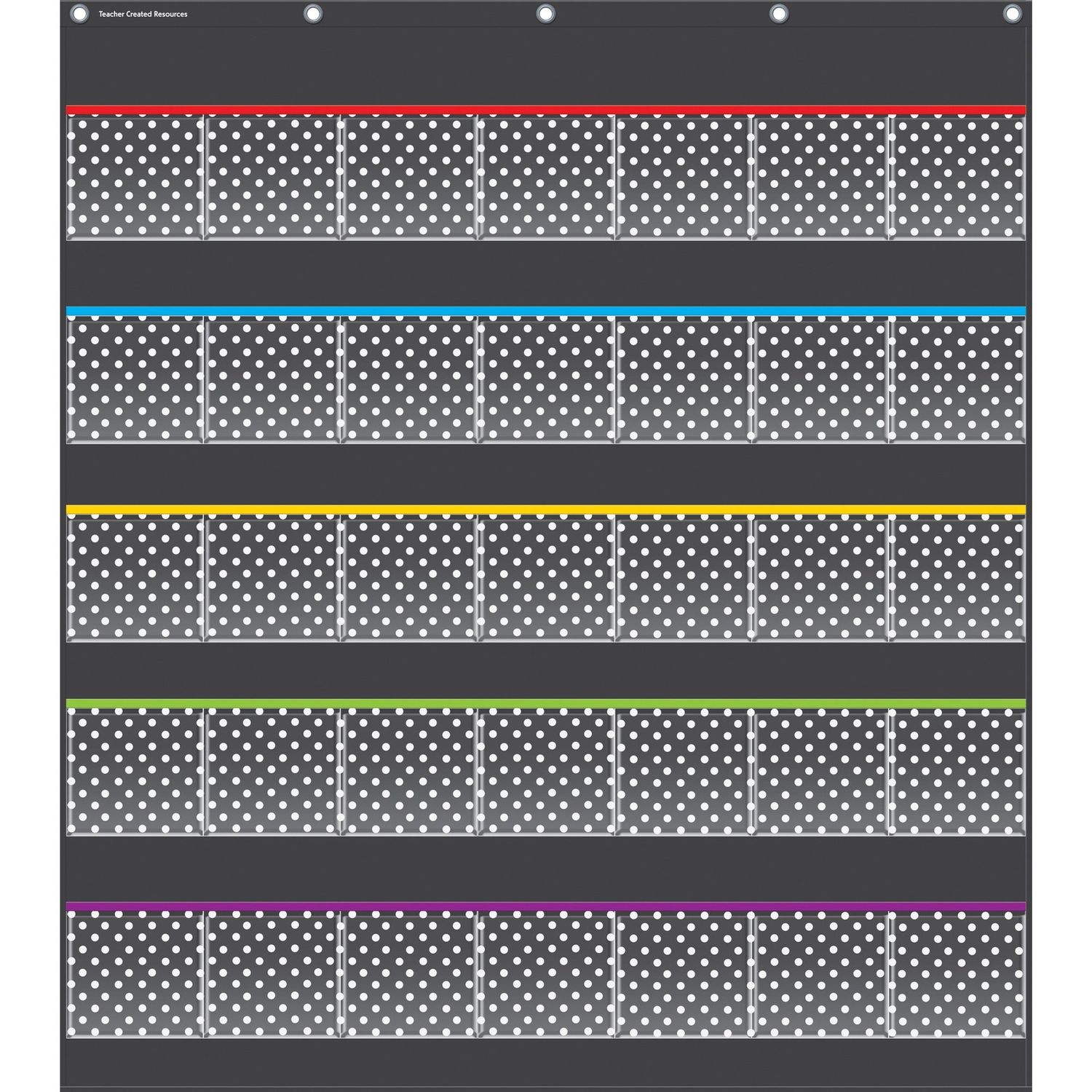 Pocket Chart Black Polka Dots Storage