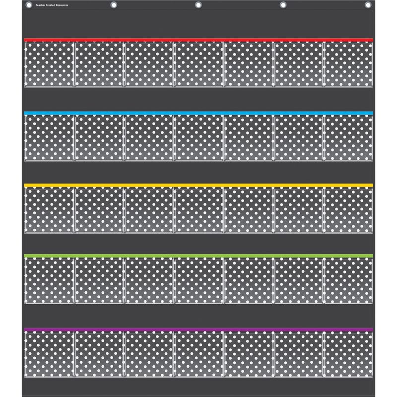 Pocket Chart Black Polka Dots Storage