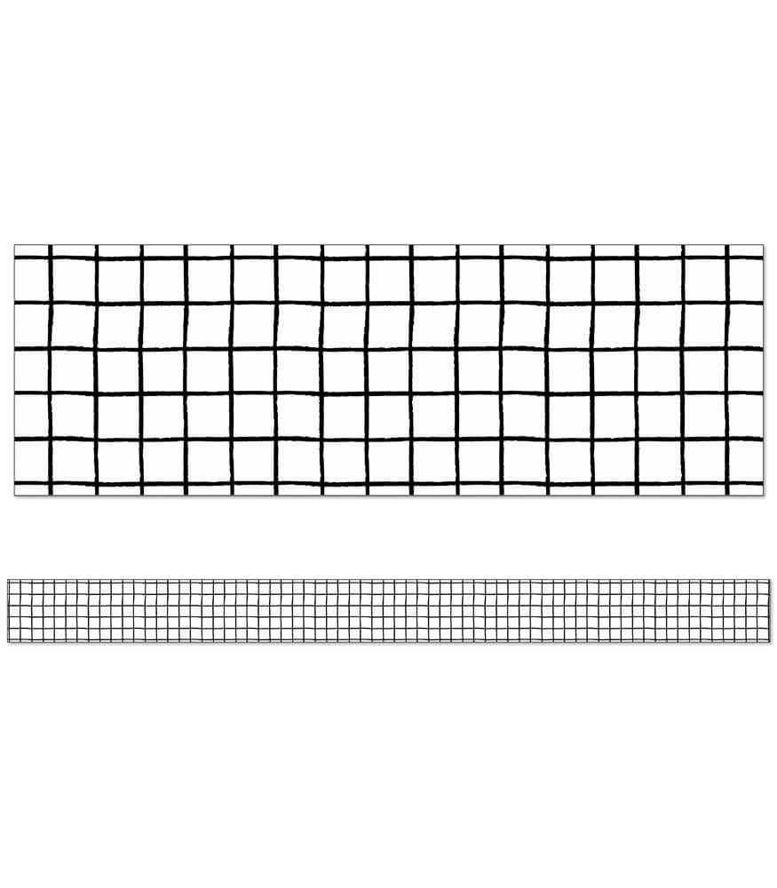 Black &amp; White Grid Straight Bulletin Board Borders