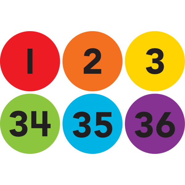 Spot On Numbers 1-36 Carpet Markers - 4&quot;