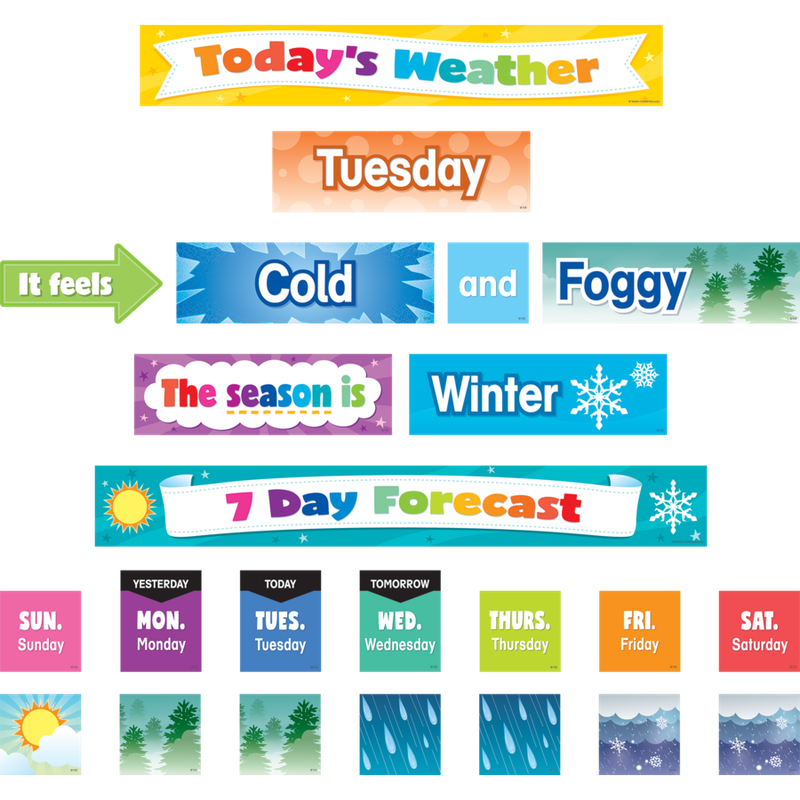 Colorful Weather Pocket Chart Cards