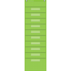 Lime Polka Dot File Storage 10 Pocket Chart