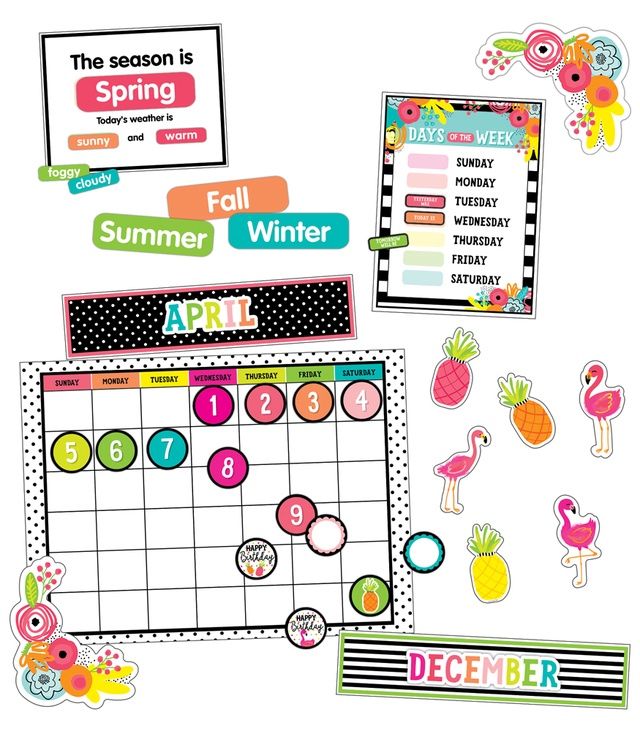 Pineapple Calendar Bulletin Board Set