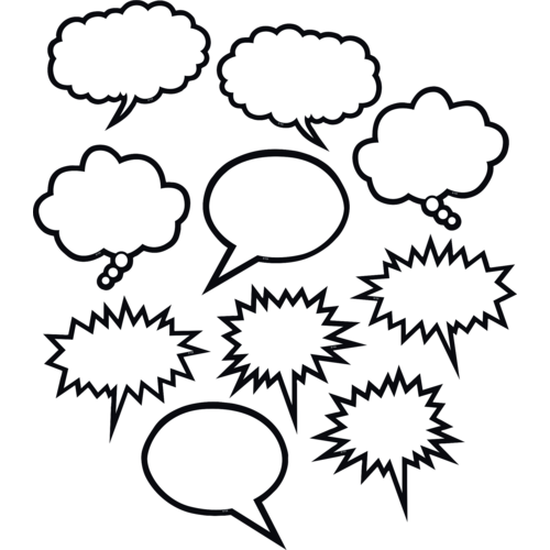Black and White Speech Thought Bubbles Accents
