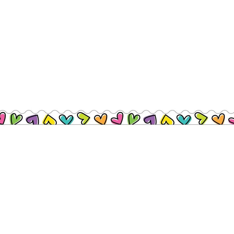 Doodle Hearts Scalloped Borders Kind Vibes