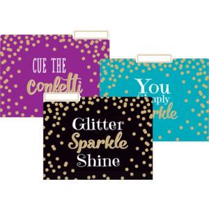 Gold Foil Confetti File Folders