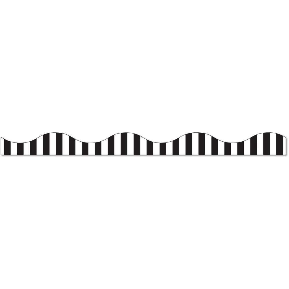 Magnetic Scalloped Black Vertical Stripes on White Border