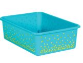 Teal Confetti Large Plastic Storage Bin