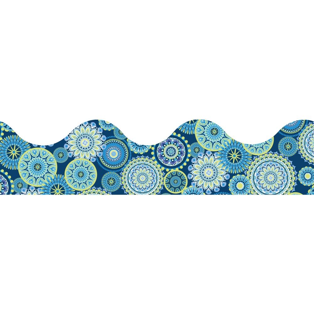 Blue Harmony Mandala Scalloped Deco Trim Border