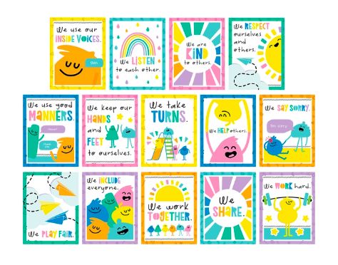 Mini Posters: Rules for a Happy Class Cards Poster Set