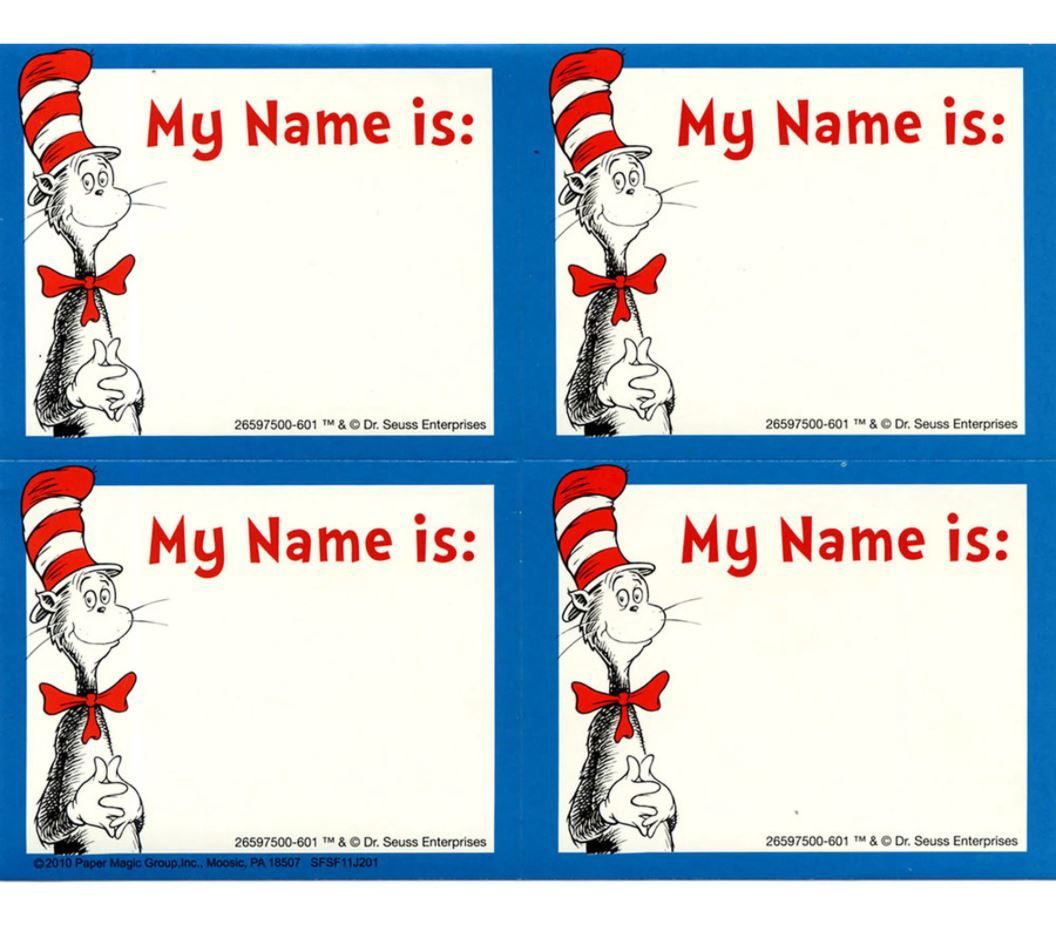 Cat in the Hat Name Tags