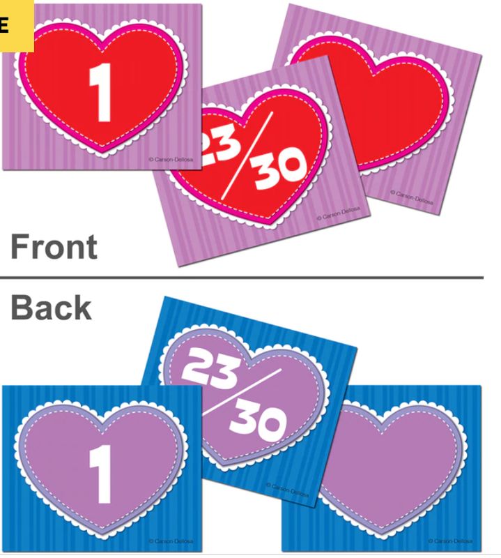 Hearts Calendar Cover up Cut Outs