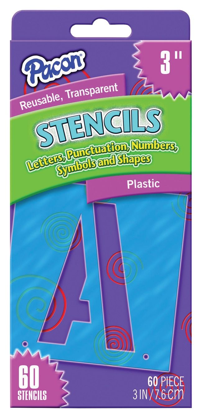 Pacon Letter Plastic Stencil Set 3" wide set of 60