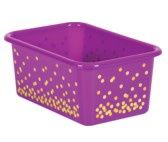 Purple Confetti Small Plastic Storage Bin