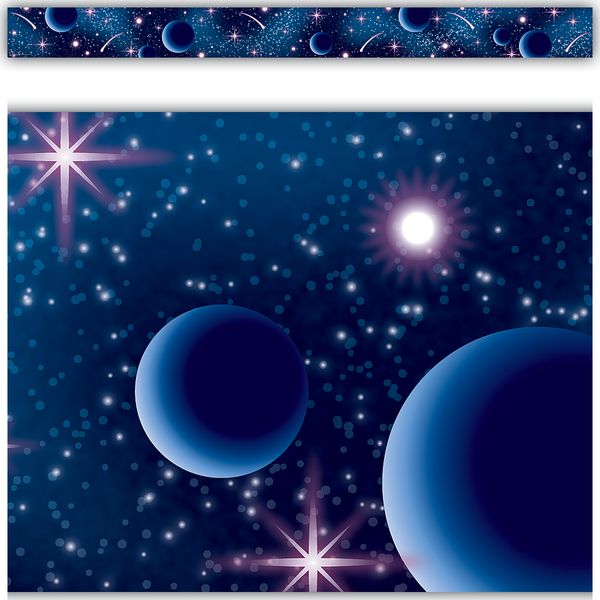 Border Trim Blue Stellar Space Straight