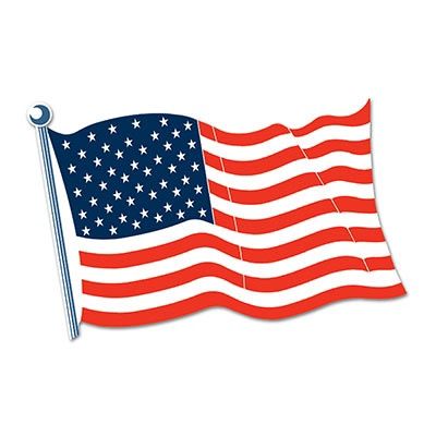 American Flag Cutout 18&quot; prtd 2 sides