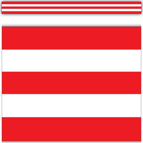 Red &amp;amp; White Stripes Straight Border Trim