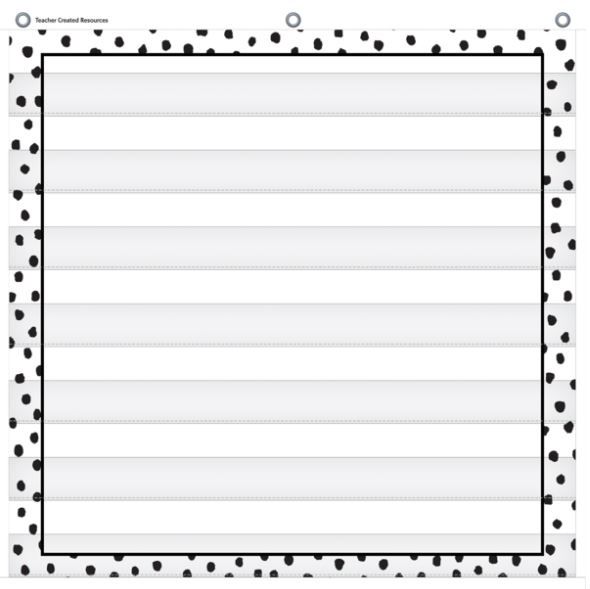 Black Painted Dots on White 7 Pocket Chart