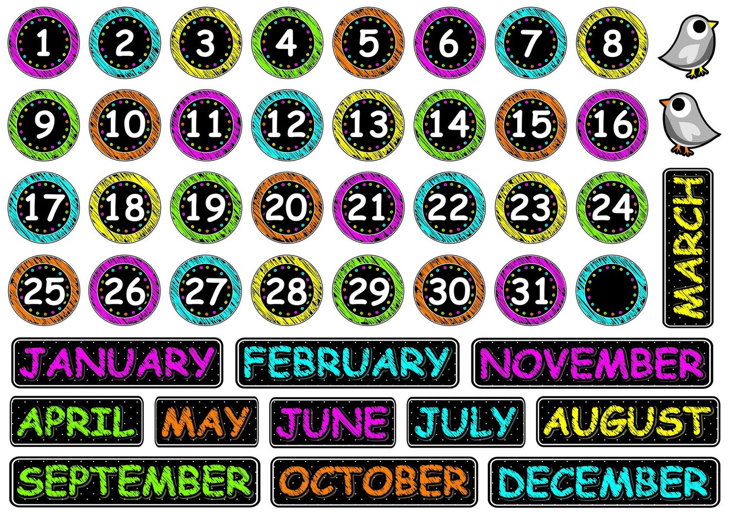Magnetic Chalk Calendar Helpers