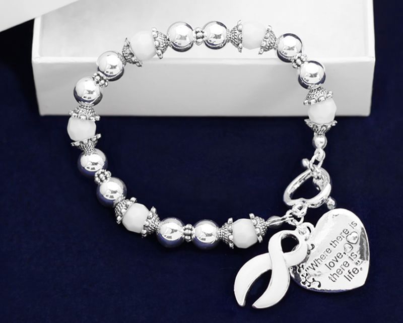Love/Life White Ribbon Bracelet_