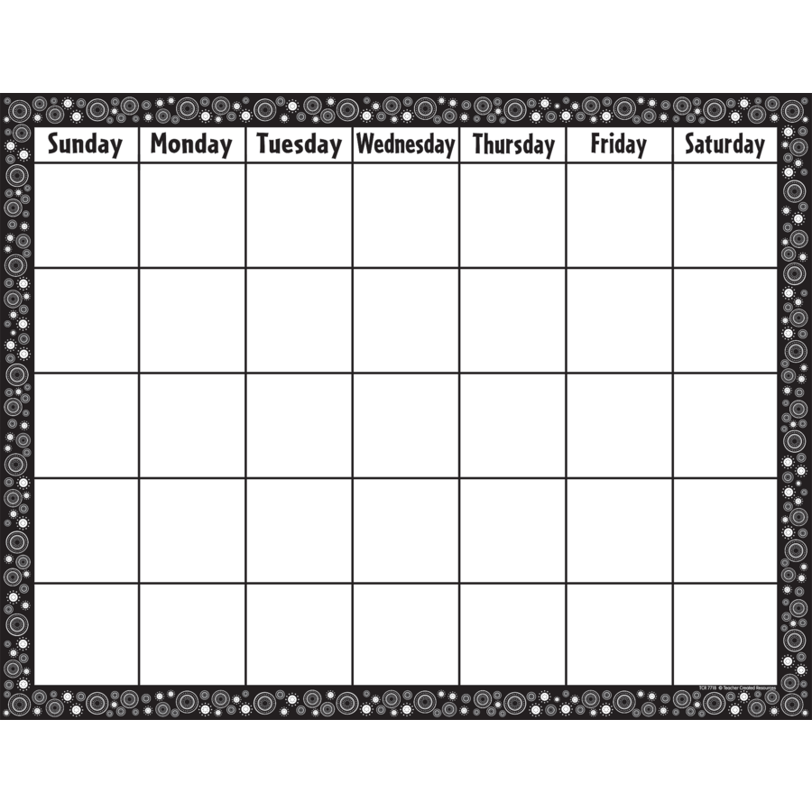 Black &amp; White Crazy Circles Calendar Chart
