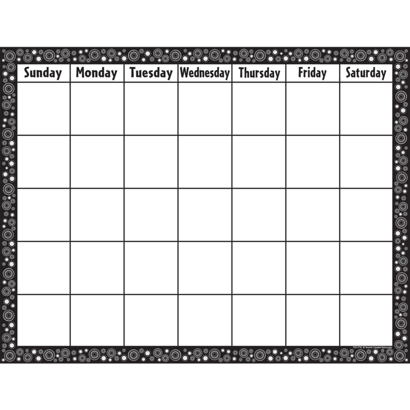 Black &amp; White Crazy Circles Calendar Chart
