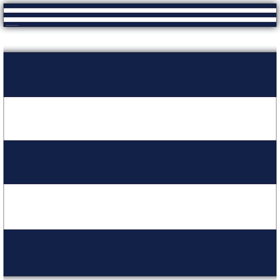 Navy Blue &amp; White Stripes Straight Border Trim