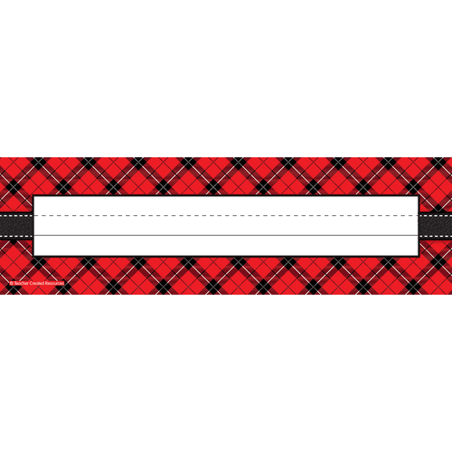 Flat Name Plates Red Plaid