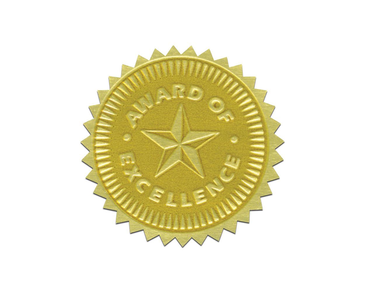 Gold Foil Stamped Certificate SEALS - Award of Excellence (54 seals)