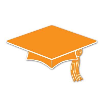 Orange 2 sided Graduation Cap Cut Outs