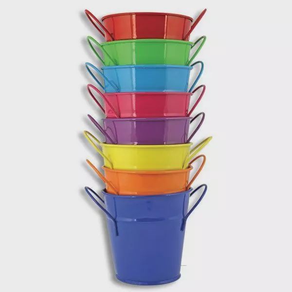 Yellow Metal Bucket with Ear Handles