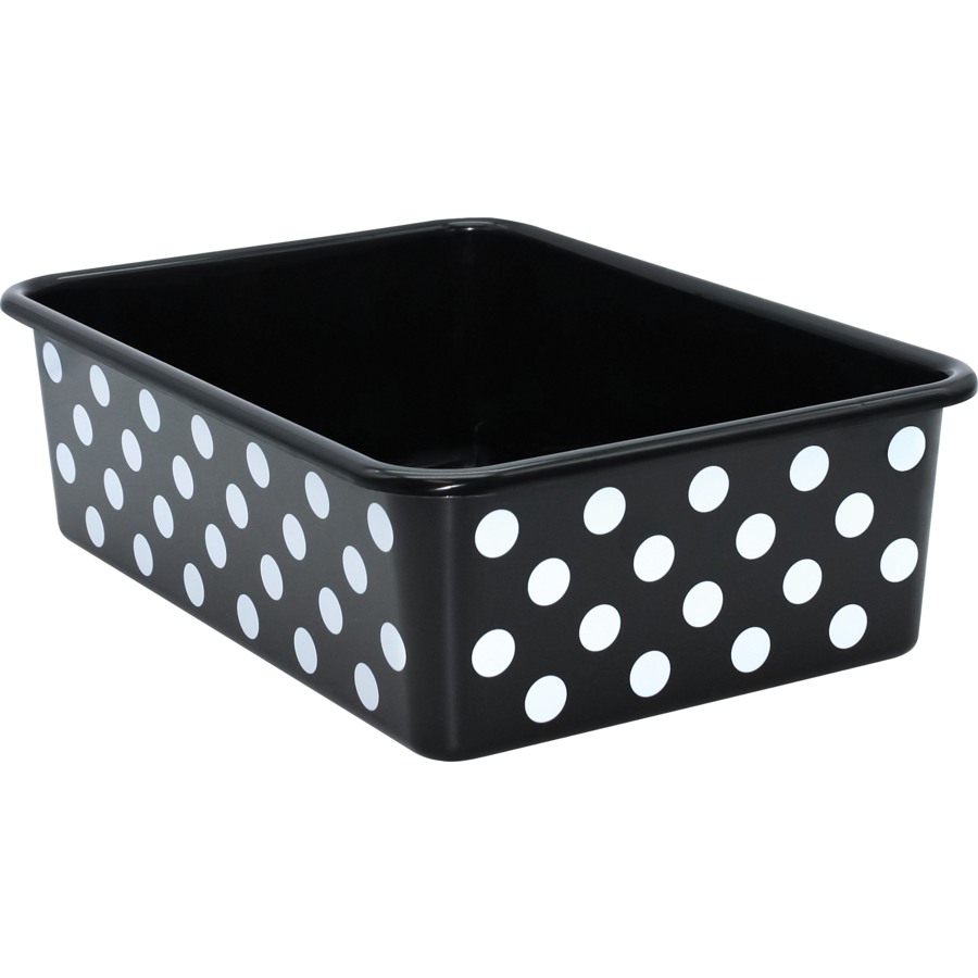 White polka Dots on Black Large Plastic Storage Bin